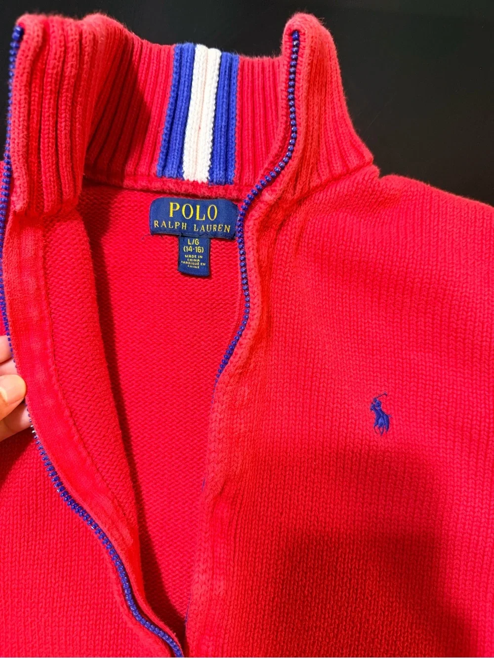 Polo by Ralph Lauren Kids Bright Red Zip Front Sweater